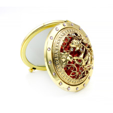 Oglinda de poseta, rotunda, aurie cu pietre 25