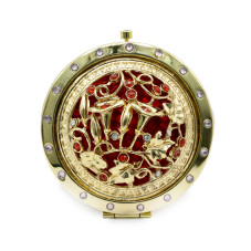 Oglinda de poseta, rotunda, aurie cu pietre 25