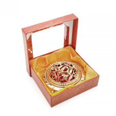 Oglinda de poseta, rotunda, aurie cu pietre 25