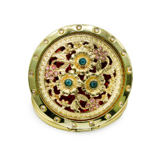 Oglinda de poseta, rotunda, aurie cu pietre 31