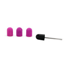 Set suport si 3 bucati smirghel rezerva pentru freza unghii, 10*15mm, liliac, granulatie 80