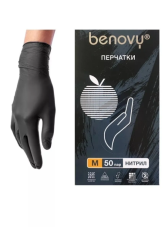 Нитриловые перчатки Benovy 100 шт (50 пар) M, цвет черный