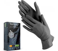 Нитриловые перчатки Benovy 100 шт (50 пар) S, цвет черный