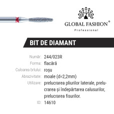 Diamond cuticle nozzle, blunt-nose flame, red notch 244/023R