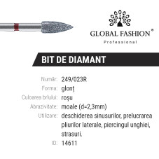 Diamond cuticle nozzle, bullet, red notch 249/023R