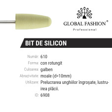 Bit unghii, silicon, alb, abrazivitate mic, 610