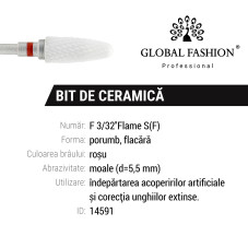 Capat freza, bit ceramic, rosu, Flame S(F)