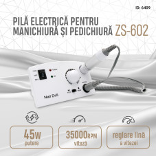 Pila Electrica de Unghii, ZS-602, 45W, 35000 RPM, alba