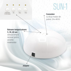 Lampa LED/UV profesionala SUN ONE pentru manichiura, 48W, culoare alba