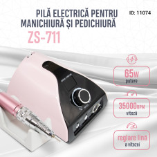 Pila electrica manichiura, ZS-711,  65W, 35000 rpm, Roz