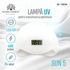 Lampa LED/UV profesionala SUN5, 48W, ecran digital, alba