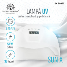 Lampa LED/UV, SUN X, 54W, ecran digital, culoare alba