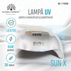 Lampa de unghii LED/UV, Sun-X, 54W, Argintie