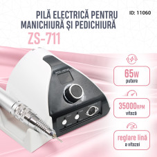 Pila electrica unghii, ZS-711, 65W, 35000 rpm, alba