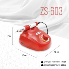 Pila electrica manichiura, ZS-603, 45W, 35000 rpm, culoare rosie