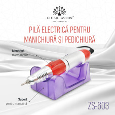 Pila electrica manichiura, ZS-603, 45W, 35000 rpm, culoare rosie