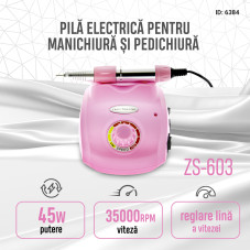 Pila electrica manichiura, ZS-603,45W, 35000 rpm, Roz