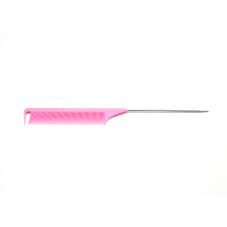 Comb with a metal ponytail, pink color