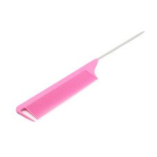 Comb with a metal ponytail, pink color