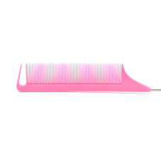 Comb with a metal ponytail, pink color