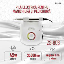 Pila electrica unghii ZS-603, 45W, 35000 rpm, Alba