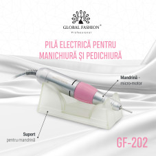 Pilă electrică pentru manichiură și pedichiură Global Fashion GF-202, 35000 rpm, 65 watt