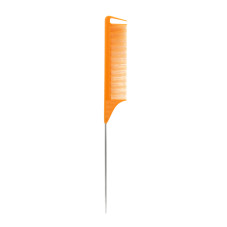 Comb with a metal tail, orange color