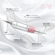 Electric Nail Drill Global Fashion ZS-716, 35000 RPM, 65W, pink Electric Nail Drill Global Fashion ZS-716, 35000 RPM, 65W, pink