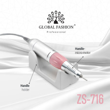 Electric Nail Drill Global Fashion ZS-716, 35000 RPM, 65W, pink Electric Nail Drill Global Fashion ZS-716, 35000 RPM, 65W, pink