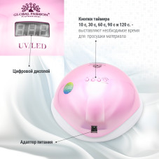 Лампа для ногтей LED/UV 72W, pink, Global Fashion L-1100