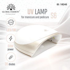 Лампа для ногтей Led/uv 68W Global Fashion S6, white Лампа для ногтей Led/uv 68W Global Fashion S6, white