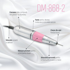 Pila electrica de unghii DM-868-2, Global Fashion, 65W, 35000 rpm, Roz