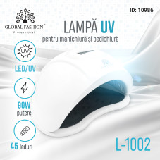 Lampa UV+LED L-1002 pentru unghii semipermanente, Global Fashion, 90W, senzor, dusplay, timer