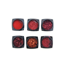 Mica for decoration nail art, 6 PCs Red