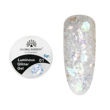 Гліттер гель що світиться в темряві, 5 гр, Luminous Glitter Gel 01