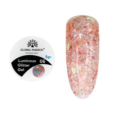 Гліттер гель що світиться в темряві, 5 гр, Luminous Glitter Gel 06