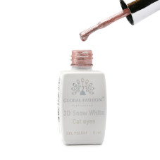 Oja semipermanenta, Snow White, 3D Cat Eye, Global Fashion 8ml, 10