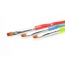 Set pensule pentru gel, drepte, Global Fashion SAM-22, #4, #6, #8, 3 buc