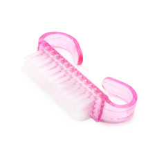 Dusting brush is narrow and small, pink