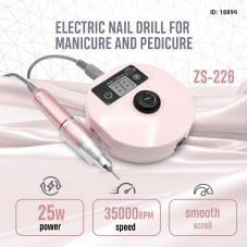 Manicure and pedicure nail-drill ZS-226 pink, battery-powered, 35,000 RPM