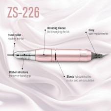 Manicure and pedicure nail-drill ZS-226 pink, battery-powered, 35,000 RPM