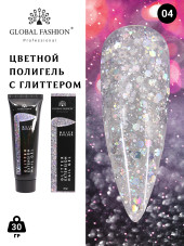 Цветной полигель с глиттером 04, Global Fashion, 30 гр