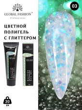 Цветной полигель с глиттером 03, Global Fashion, 30 гр