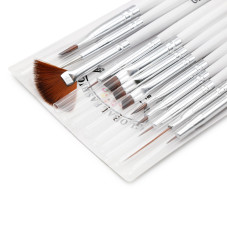Set pensule unghii, pentru pictura pe unghii, B-2, 12 buc, culoare alba