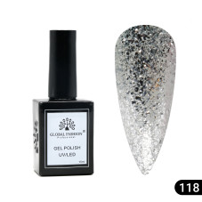 Oja semipermanentă Global Fashion, Gel polish Elite Glow 15 ml, 118