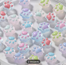 3D figures for manicure, set, cat paws, D10