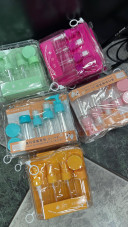 Travel hygiene kit (6 jars), turquoise color