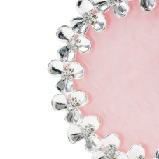 Round stone palette with flowers and stones, (pink + silver edging)