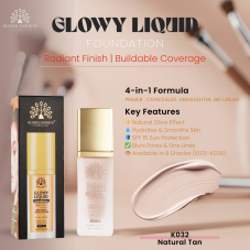 Тональная основа Global Fashion, Glowy Liquid Foundation 4in1:Primer+Concealer+Highlighter+BB cream, SPF 15, K032,Natural Tan