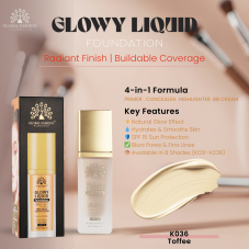 Тональная основа Global Fashion, Glowy Liquid Foundation 4in1:Primer+Concealer+Highlighter+BB cream, SPF 15, K036,Toffee